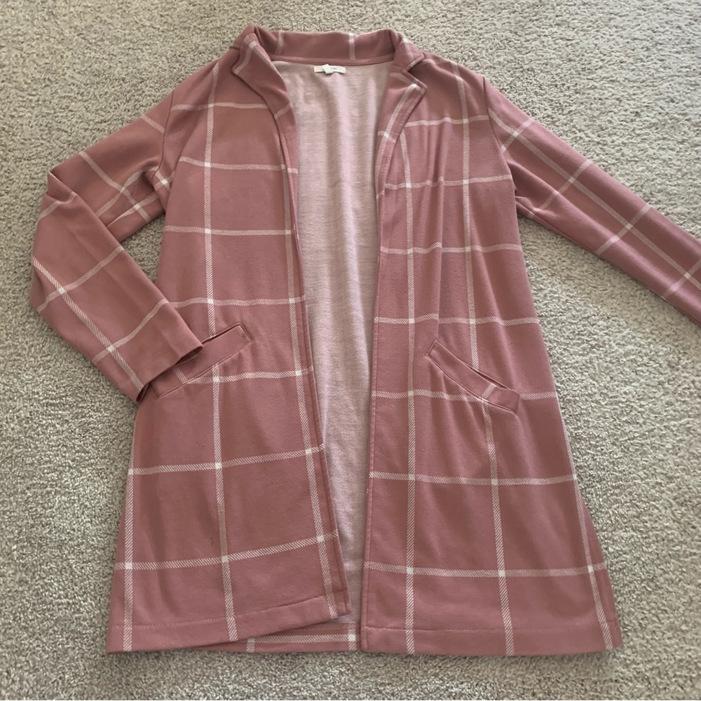 Maurice’s Plaid Pink Collared Cardigan